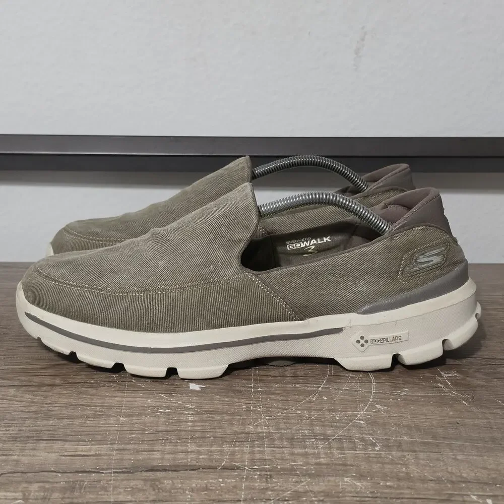 Skechers Go Walk 3 Unwind Men's Casual Slip-On Shoes Sneakers Size 12 Khaki